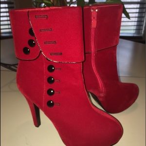 GORGEOUS red velvet high heel boots! Brand New!